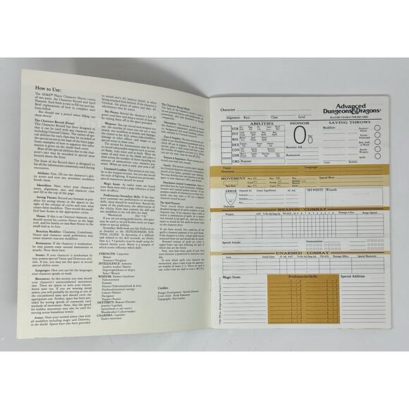 Advanced Dungeons & Dragons Player Character Sheets 1986 REF2 #9028 VG+ UNUSED - Picture 3 of 10